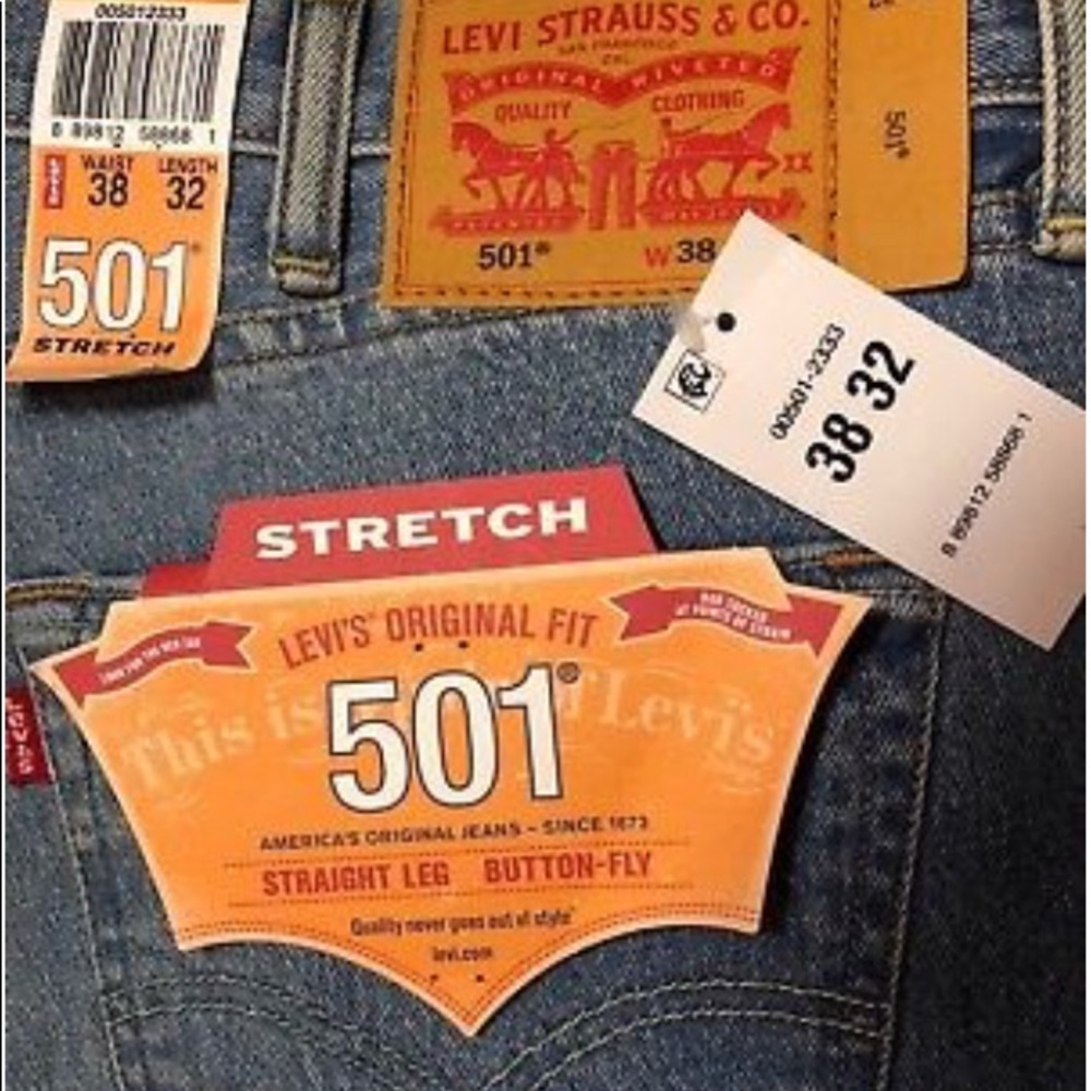 Men’s Levi 501 Button Fly Stretch 38x32